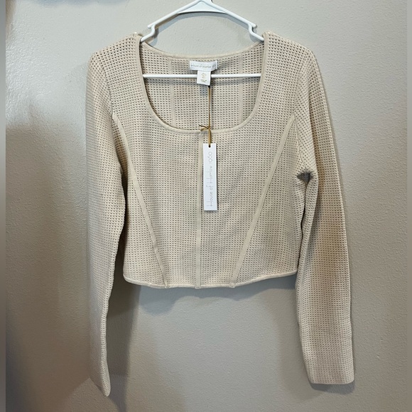 House of Harlow 1960 Tops - House of Harlow 1960 Cream Knit Cropped Blouse L NWT